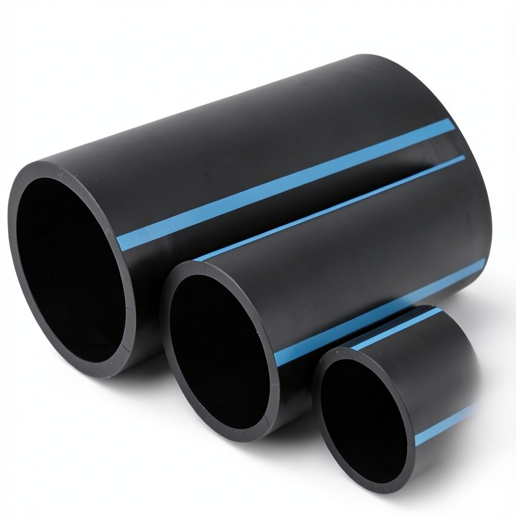 أنابيب HDPE الوطني ضغط 10 بار قطر خارجي 200 مم سمك 9.6 مم لون أسود