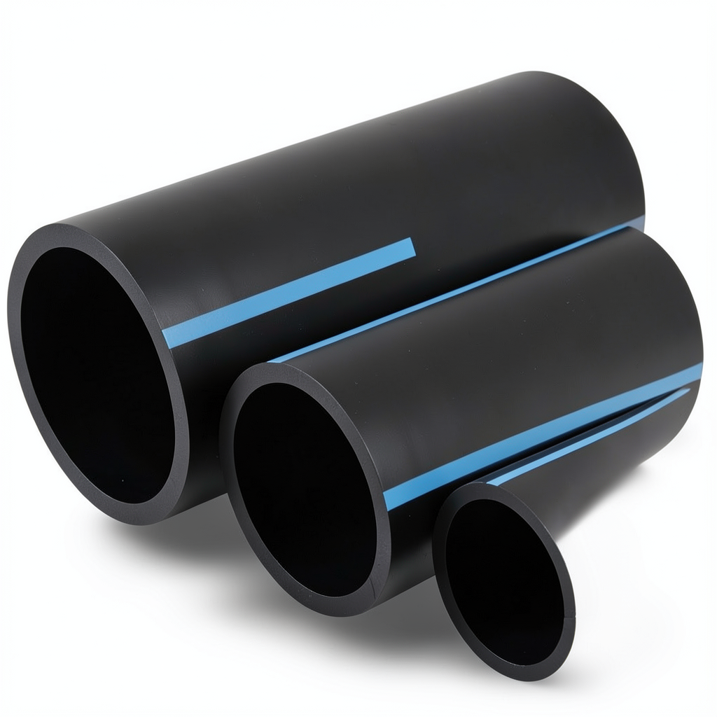 أنابيب HDPE الوطني ضغط 10 بار قطر خارجي 225 مم سمك 10.8 مم لون أسود