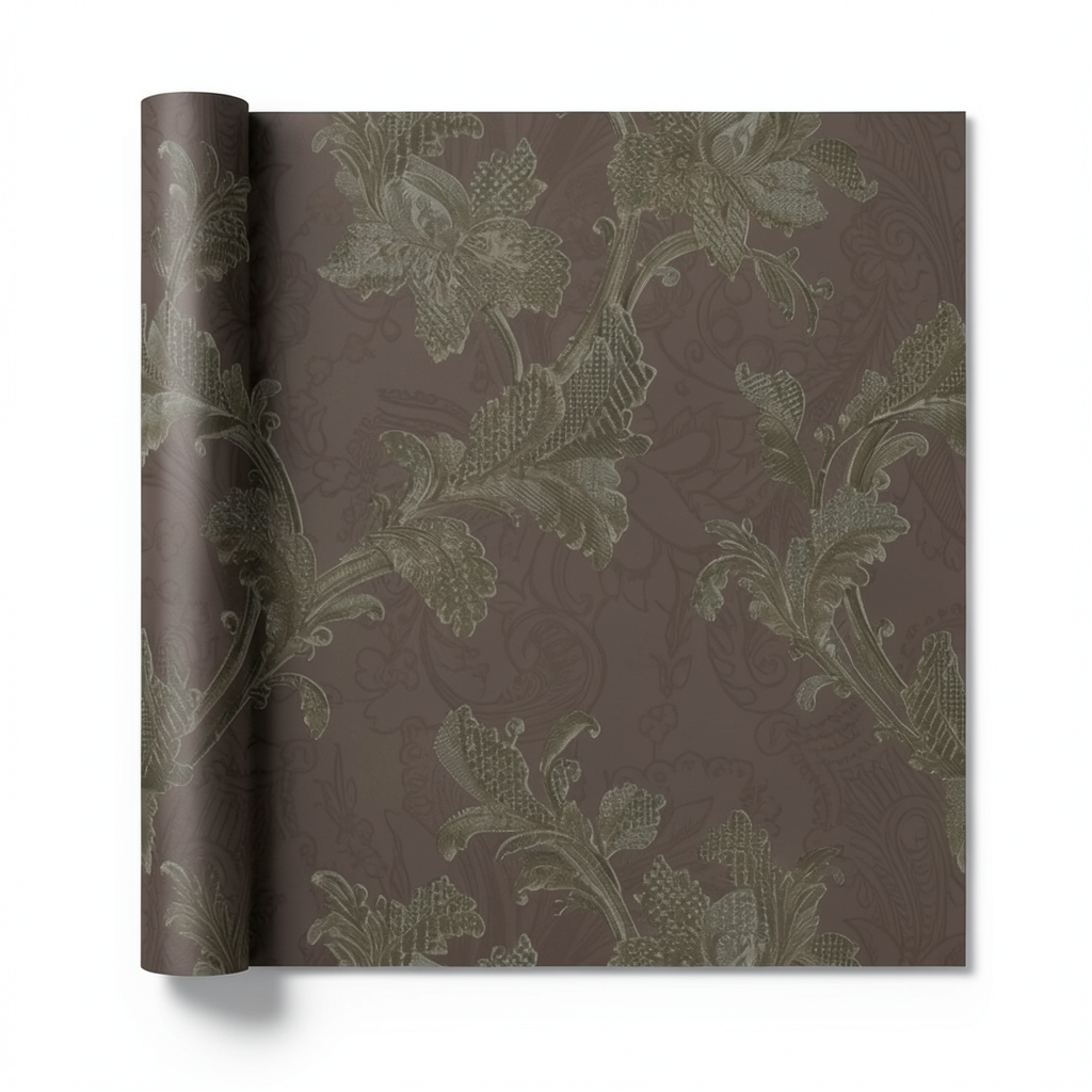 Floral Wall Decoration 10m x 0.73m Dark Brown Model 56811