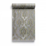 Classic wall decoration, gray and gold color, length 10 m, width 1.06 m, model 83652 