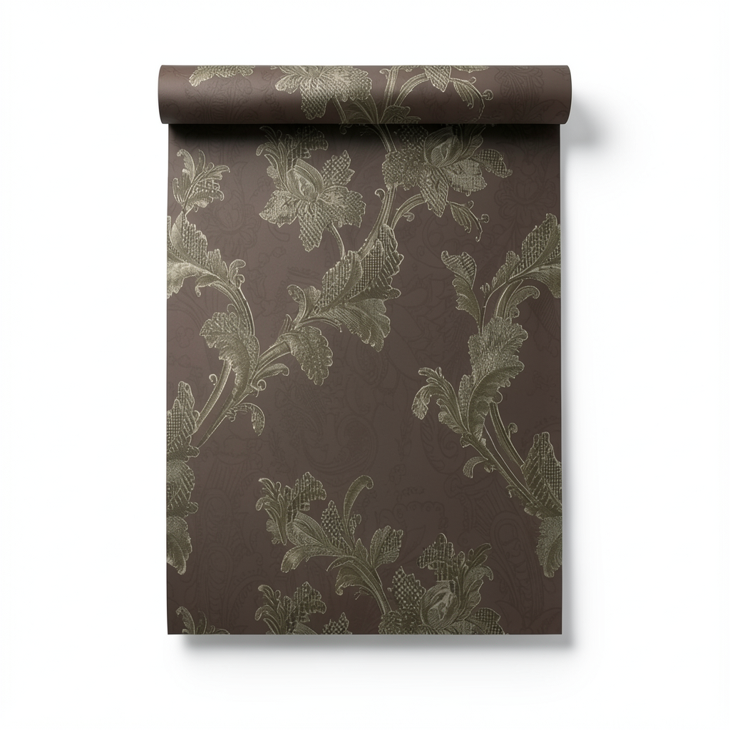 Floral Wall Decoration 10m x 0.73m Dark Brown Model 56811