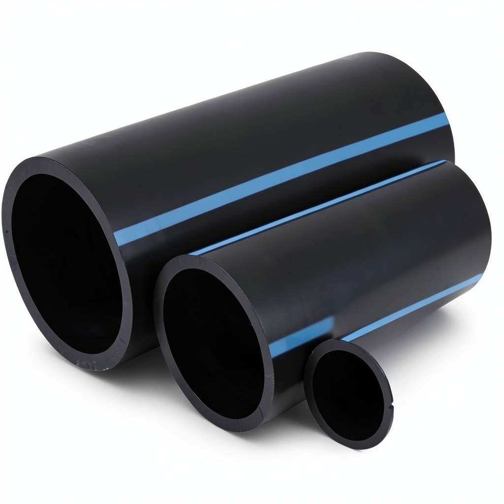 NPF HDPE Pipes High Pressure 10 Bar, Diameter 450 mm, Thickness 21.5 mm, Black