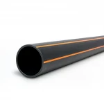HDPE Polyethylene Pipe  PN 6 Bar [PE 100] OD 200 mm Thickness 11.4 mm Color Black with Orange Stripes | Almona Factory