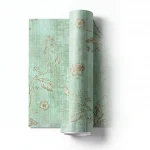 Floral wall covering green color, length 10m, width 1.06m, model 44438