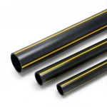 HDPE pipe  Pressure 8 Bar [PE 80] Size (OD) 180 mm Thickness 16.4 mm Color Black with Yellow Stripes | Almona Company