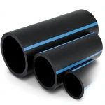 أنابيب HDPE الوطني ضغط 8 بار قطر خارجي 140 مم سمك 4.3 مم لون أسود