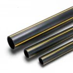 أنابيب HDPE ضغط  8 بار [PE 80] قطر خارجي 200 مم سماكة 18.2 مم لون اسود مع خط اصفر | شركة المنى