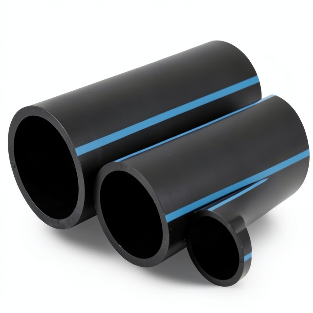NPF HDPE Pipes for Water Networks Pressure 6 Bar Outside Diameter 110 mm Thickness 2.7 mm Black