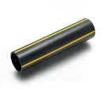 HDPE pipe  Pressure 8 Bar [PE 80] Size (OD) 180 mm Thickness 16.4 mm Color Black with Yellow Stripes | Almona Company