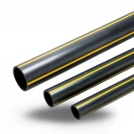 أنابيب HDPE ضغط  4.8 بار [PE 80] قطر خارجي 280 مم سمك 15.9 مم لون اسود مع خط اصفر | مصنع المنى