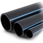 أنابيب HDPE الوطني لشبكات المياه ضغط 8 بار قطر خارجي 200 مم سمك 6.2 مم لون أسود