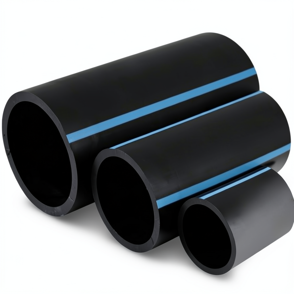 NPF HDPE Pipes for Water Networks Pressure 8 Bar Outside Diameter 250 mm Thickness 7.7 mm Black