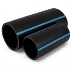 أنابيب HDPE الوطني لشبكات المياه ضغط 8 بار قطر خارجي 160 مم سمك 4.9 مم لون أسود