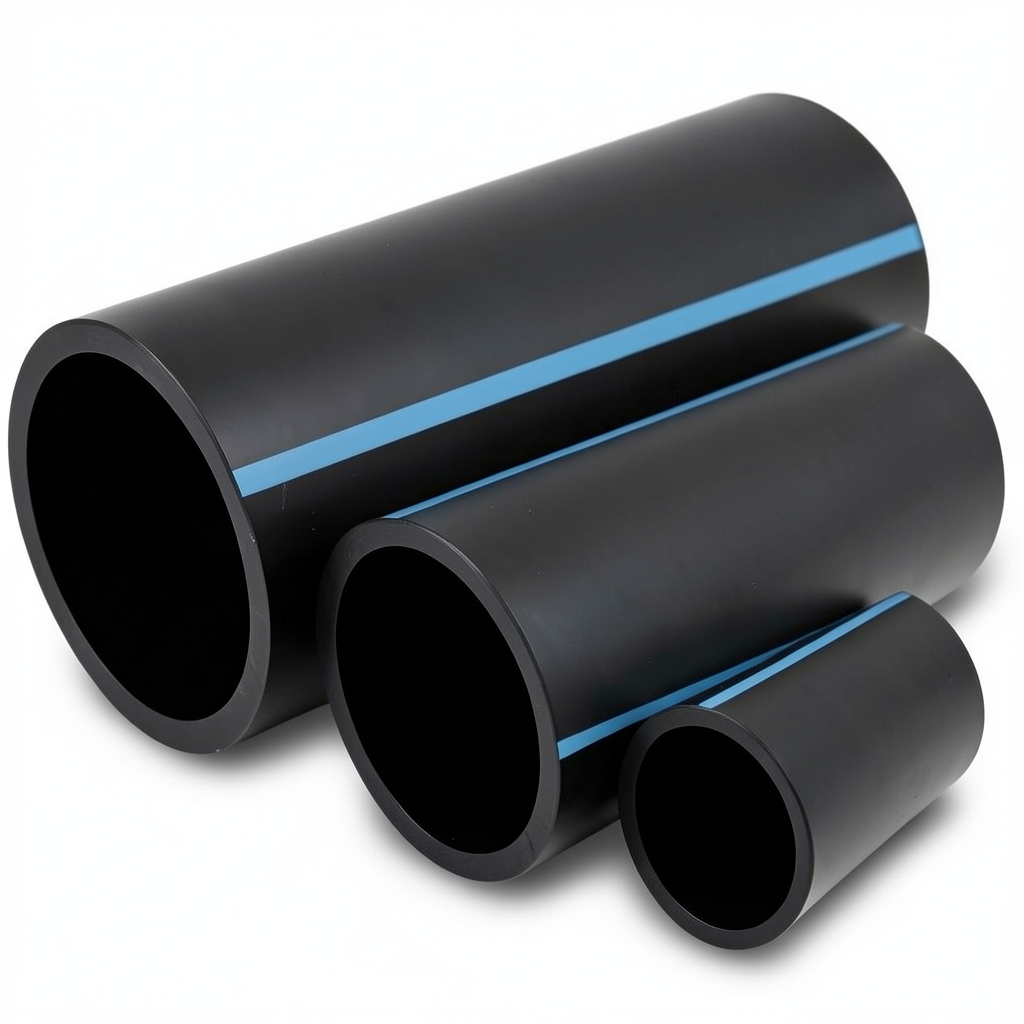 NPF HDPE Pipes for Water Networks Pressure 8 Bar Outside Diameter 250 mm Thickness 7.7 mm Black