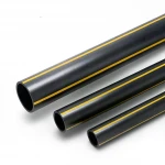 HDPE Pipe  Pressure 8 Bar [PE 80] Size (OD) 280 mm Thickness 25.4 mm Color Black with Yellow Stripes | Almona Factory