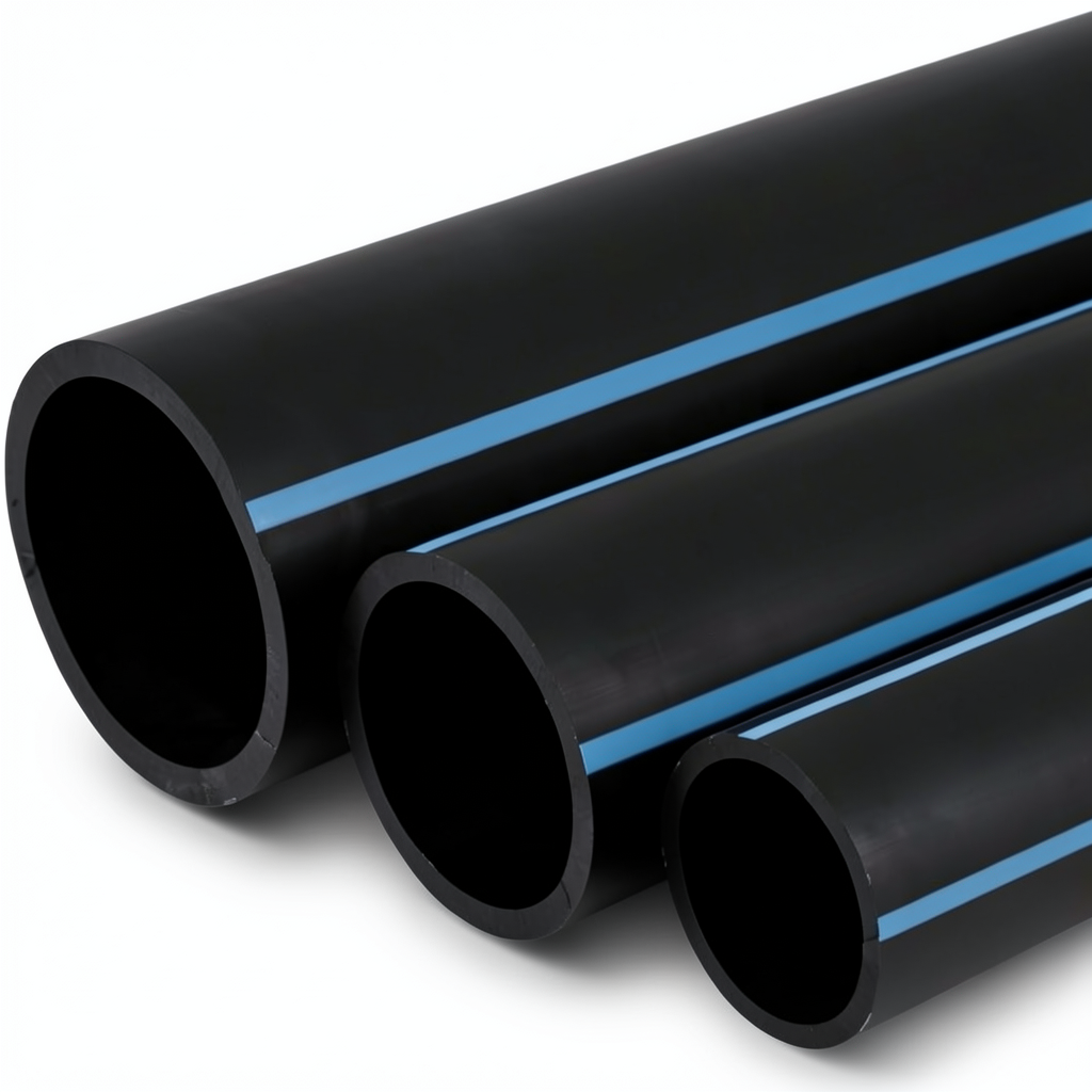 أنابيب HDPE الوطني لشبكات المياه ضغط 8 بار قطر خارجي 315 مم سمك 9.7 مم لون أسود