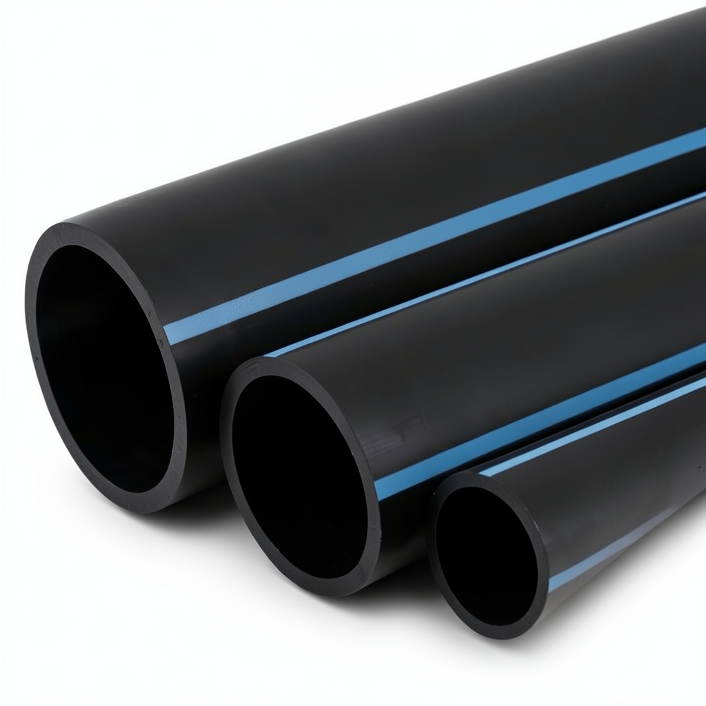 أنابيب HDPE الوطني ضغط 10 بار قطر خارجي 225 مم سمك 8.6 مم لون أسود