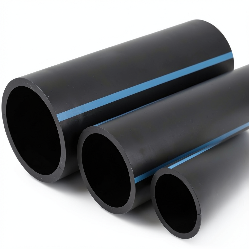 أنابيب HDPE الوطني لشبكات المياه ضغط 10 بار قطر خارجي 250 مم سمك 9.6 مم لون أسود