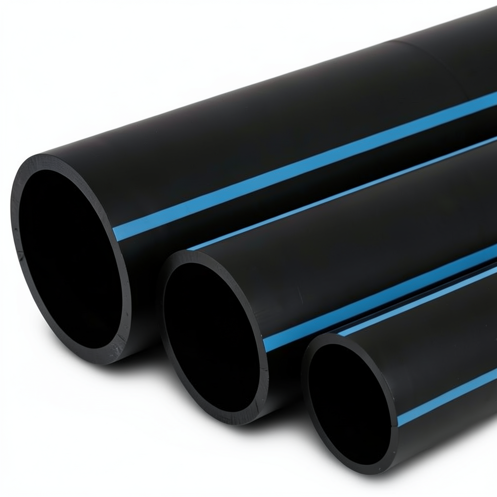مواسير HDPE الوطني لشبكات المياه ضغط 10 بار قطر خارجي 90 مم سمك 4.3 مم لون اسود