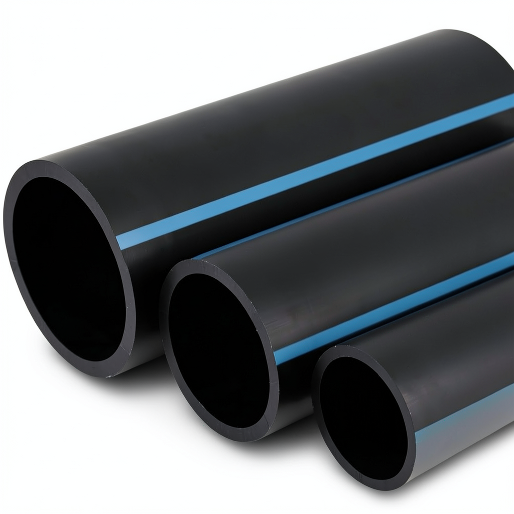 أنابيب HDPE الوطني 125 مم قطر خارجي، سمك 6 مم، ضغط 12.5 بار، لون أسود