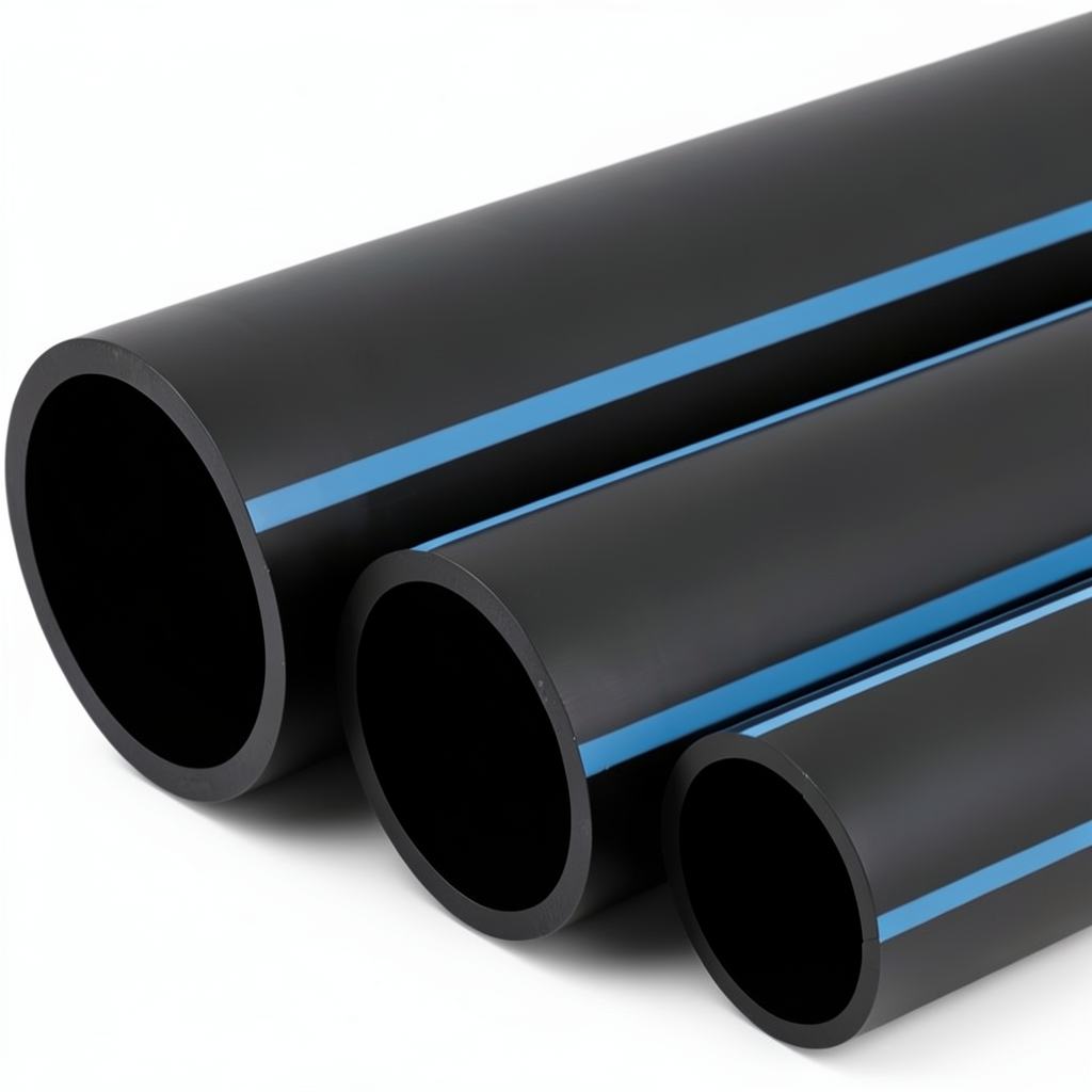 أنابيب HDPE الوطني لشبكات المياه ضغط 8 بار قطر خارجي 75 مم سمك 2.9 مم لون أسود