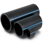 أنابيب HDPE الوطني ضغط 10 بار قطر خارجي 225 مم سمك 8.6 مم لون أسود
