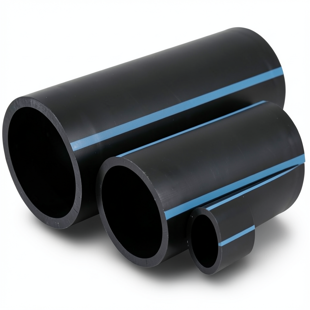 أنابيب HDPE الوطني ضغط 10 بار قطر خارجي 225 مم سمك 8.6 مم لون أسود