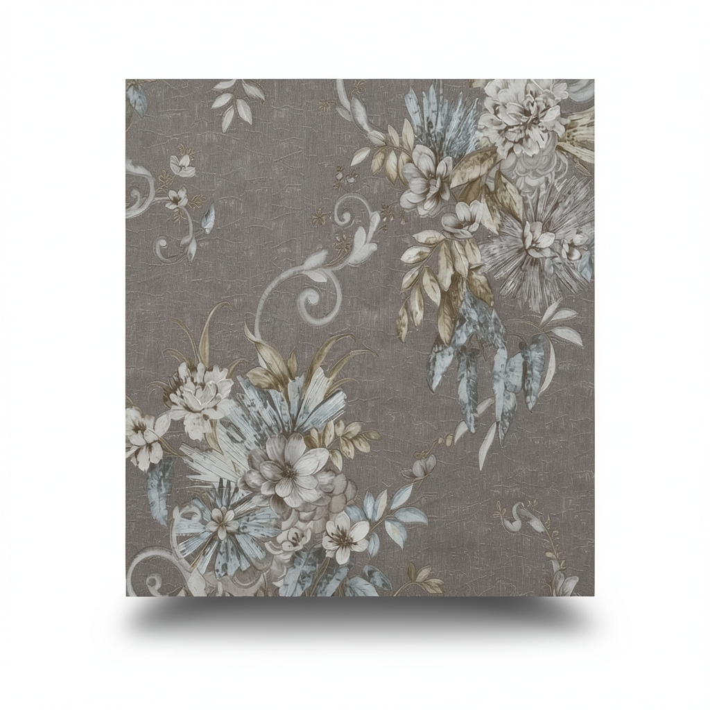 Italian Wallpaper Floral Design 10m x 1.06m Dark Beige, Model 82863