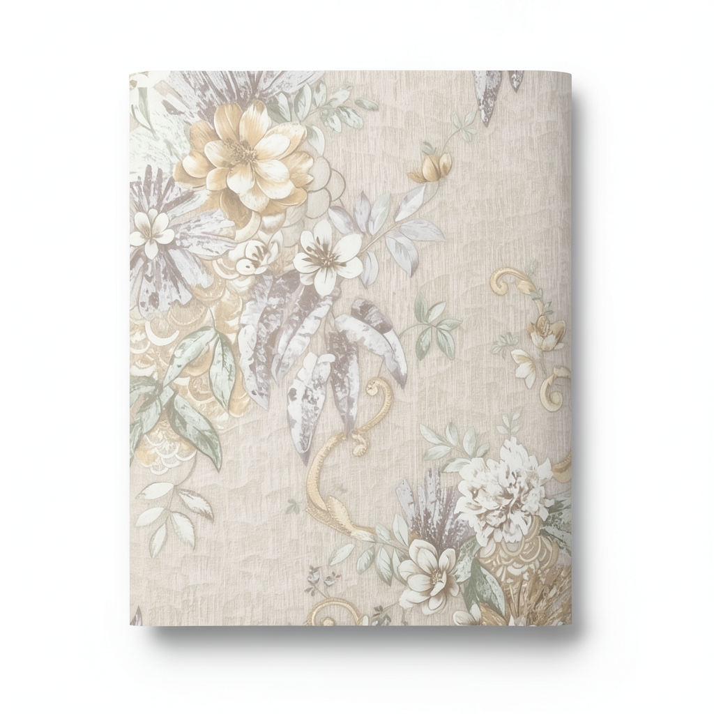 Wall Decoration Floral Design 10 m x 1.06 m Beige, Model 82864