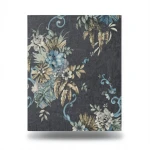Italian Wallpaper Floral Design 10m x 1.06m, Dark Gray