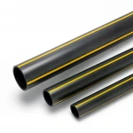 HDPE Plastic Pipe  PN 4.8 Bar [PE 80] OD 500 mm Thickness 28.4 mm Color Black with Yellow Stripes | Almona Factory