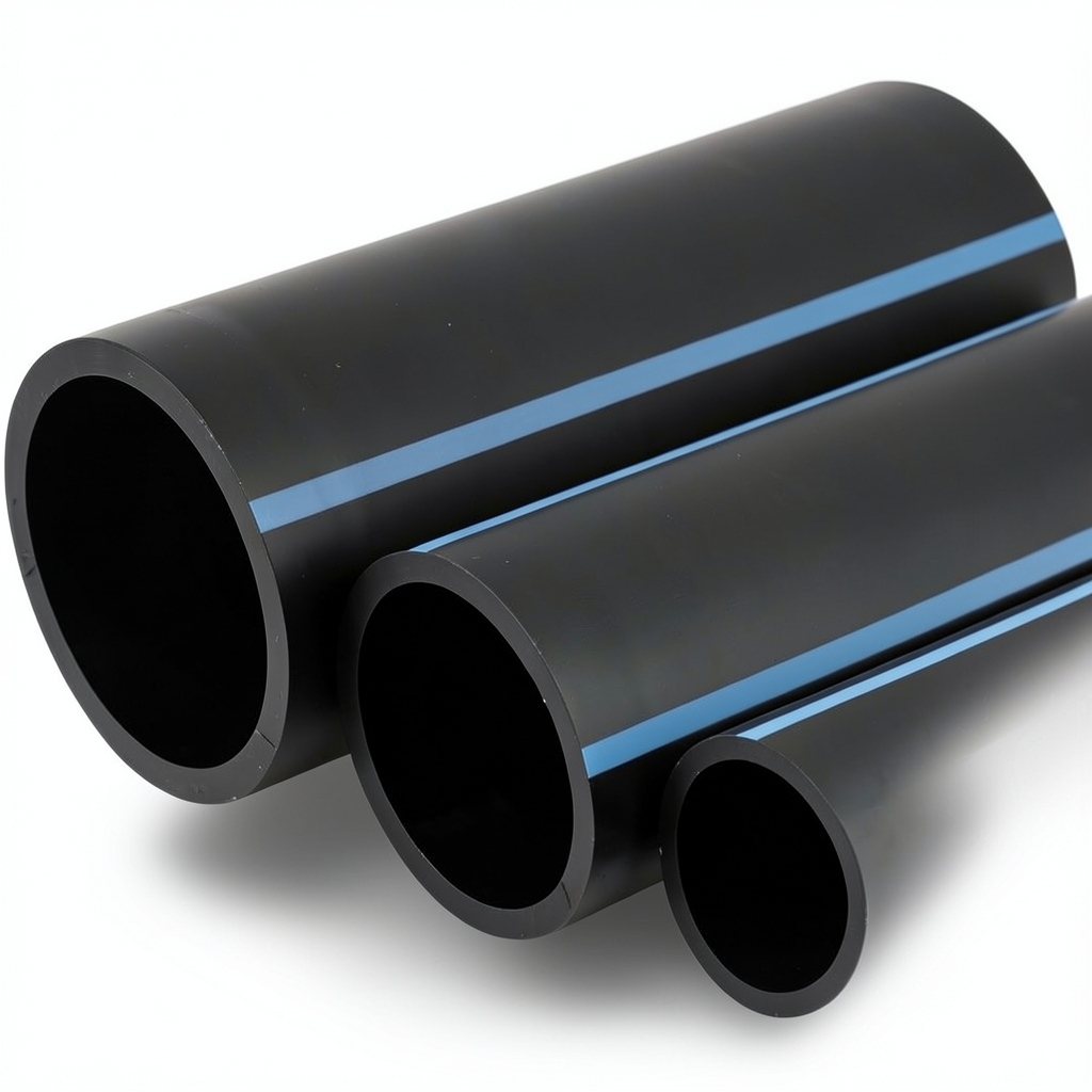 أنابيب HDPE لشبكات المياه ضغط 8 بار قطر خارجي 90 مم سمك 3.5 مم لون أسود