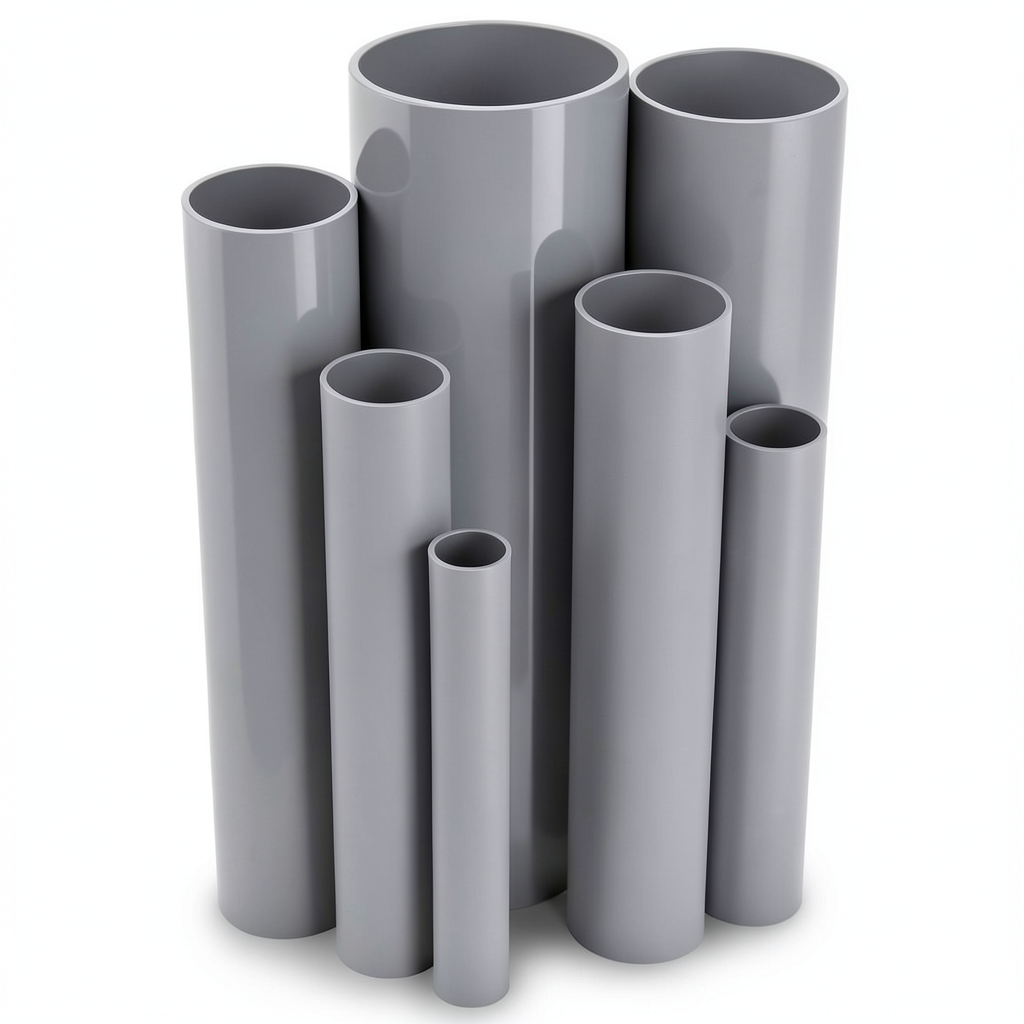 مواسير UPVC ضغط 21.7 بار مقاس 1/2 إنش سمك 1.6 مم لون رمادي