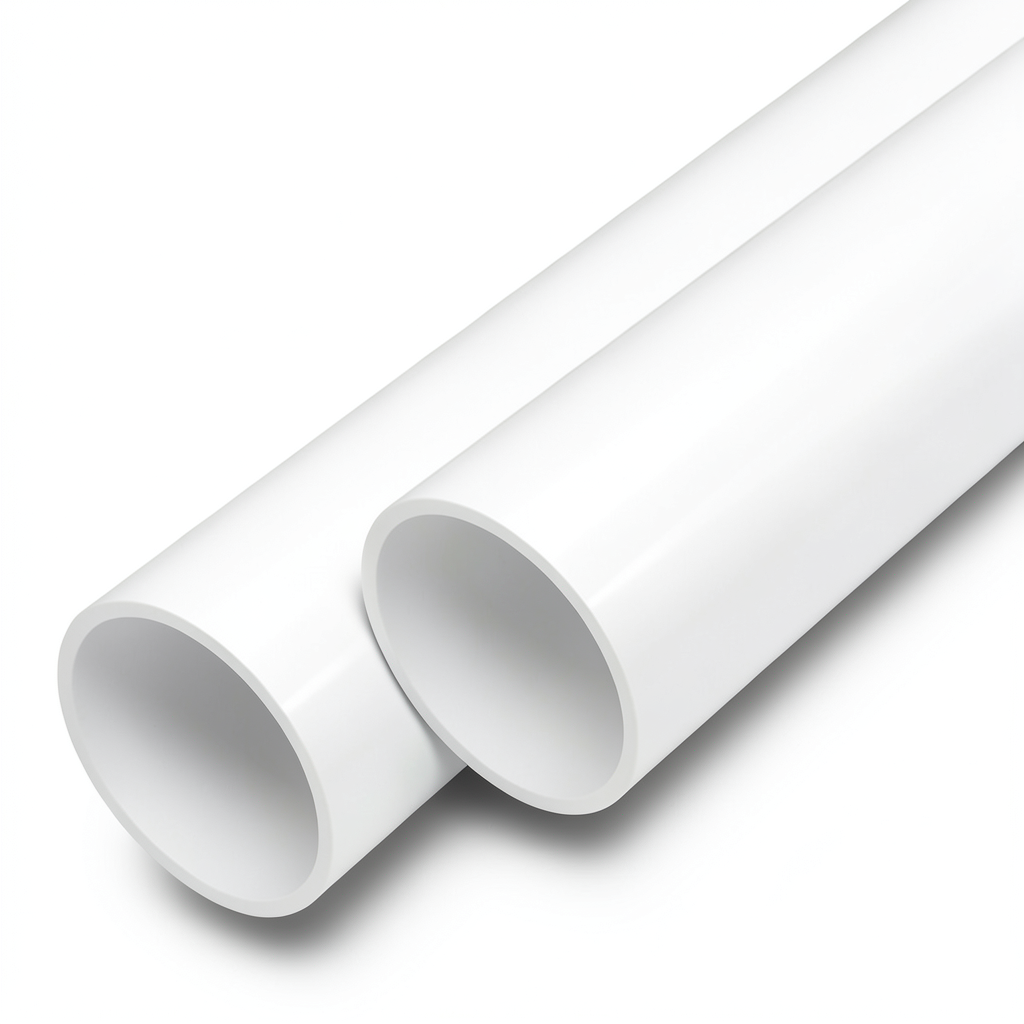 أنابيب UPVC ضغط اسمي 12 بار مقاس 4 إنش سمك 6 مم لون أبيض