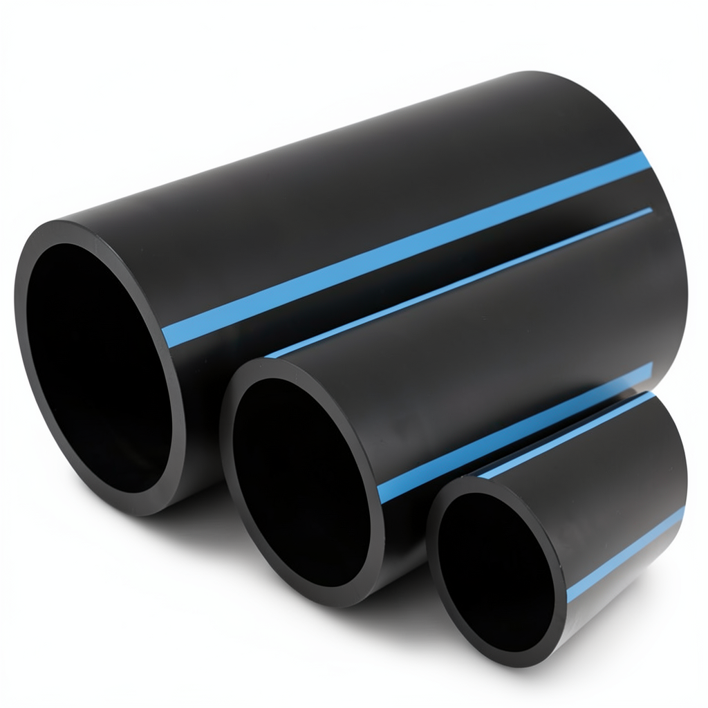 مواسير HDPE الوطني لشبكات المياه ضغط 16 بار قطر خارجي 160 مم سمك 9.5 مم لون اسود