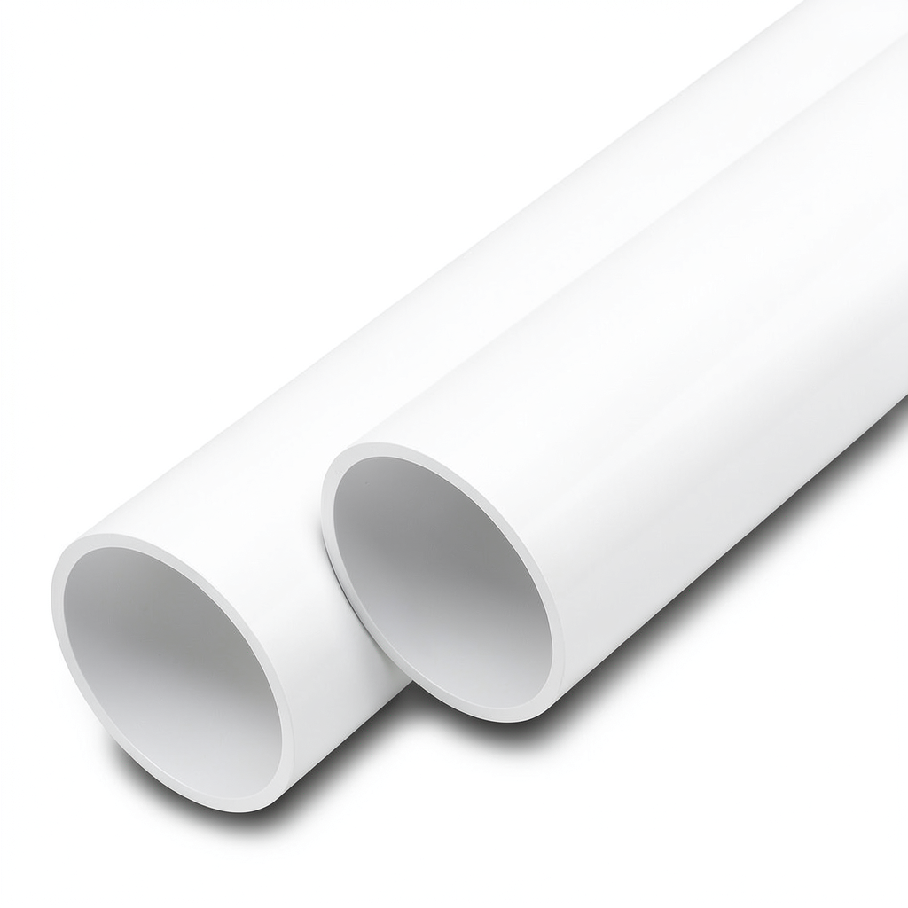 أنابيب UPVC ضغط اسمي 12 بار مقاس 4 إنش سمك 6 مم لون أبيض