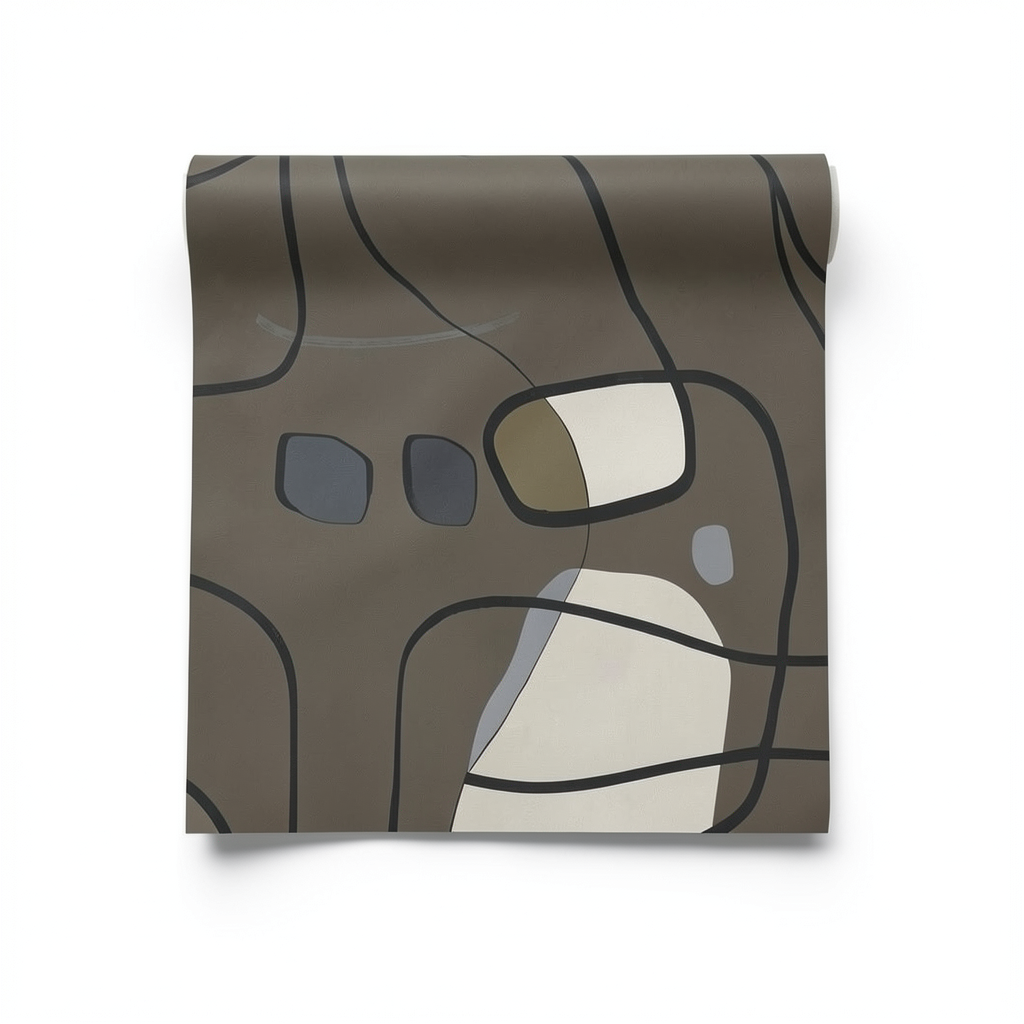 Italian Wallpaper Modern Design 10m x 0.53m, Dark Beige