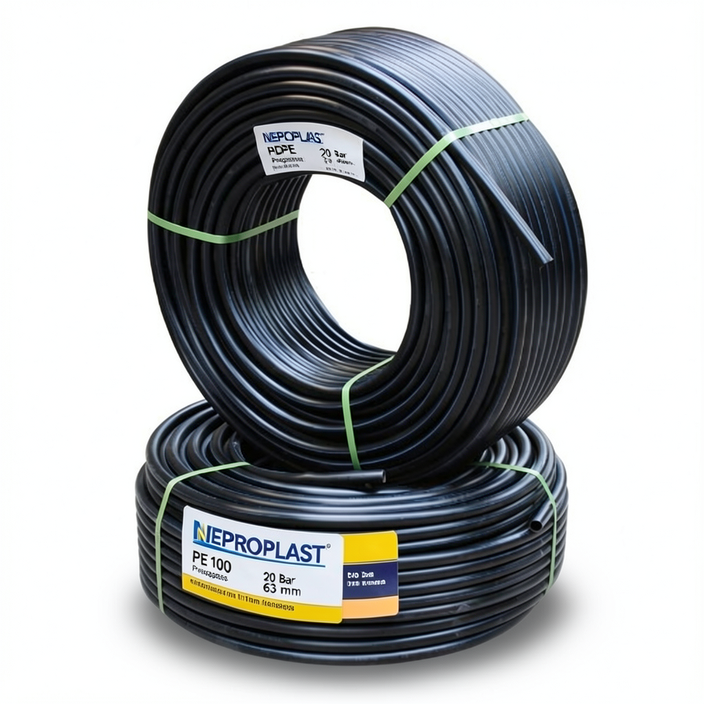 أنابيب HDPE PE 100 ضغط 20 بار قطر 63 مم سمك 7.1 مم لون أسود | نيبروبلاست