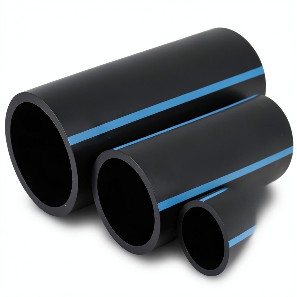 NPF HDPE Pipes Water Networks 16 Bar Pressure 160 mm Diameter 9.5 mm Thickness Black