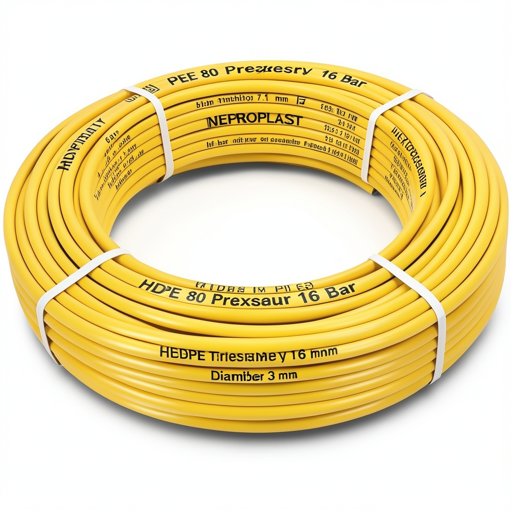 HDPE Pipes PE 80 Pressure 16 Bar Diameter 63 mm Thickness 7.1 mm Yellow | NEPROPLAST