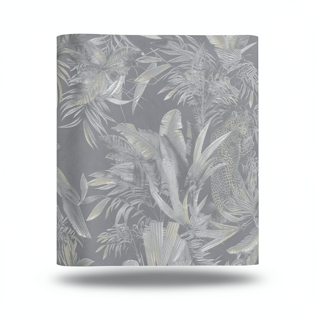 Italian Wallpaper Tropical Design Gray Color, Size 10mx0.70m, Model RC18004