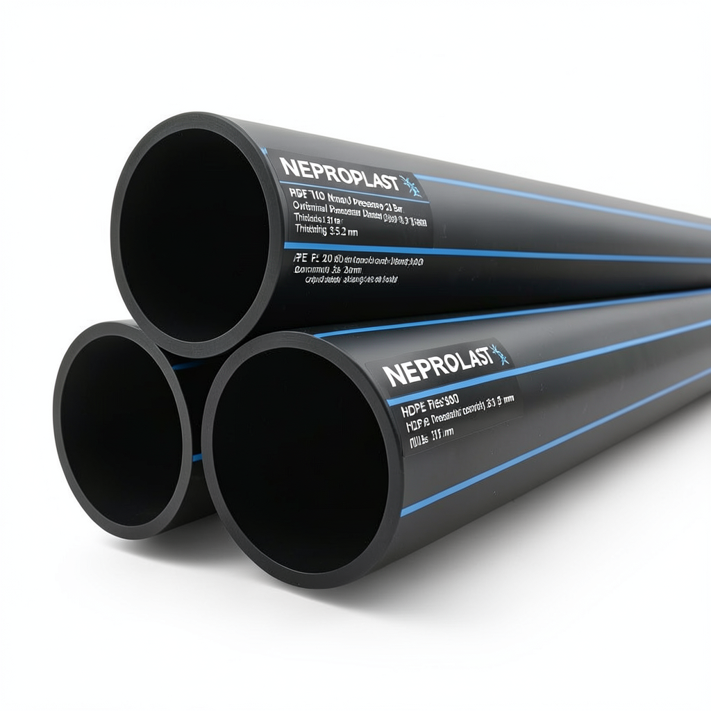 مواسير HDPE PE 100 ضغط اسمي 20 بار قطر خارجي 315 مم سمك 35.2 مم لون أسود | نيبروبلاست