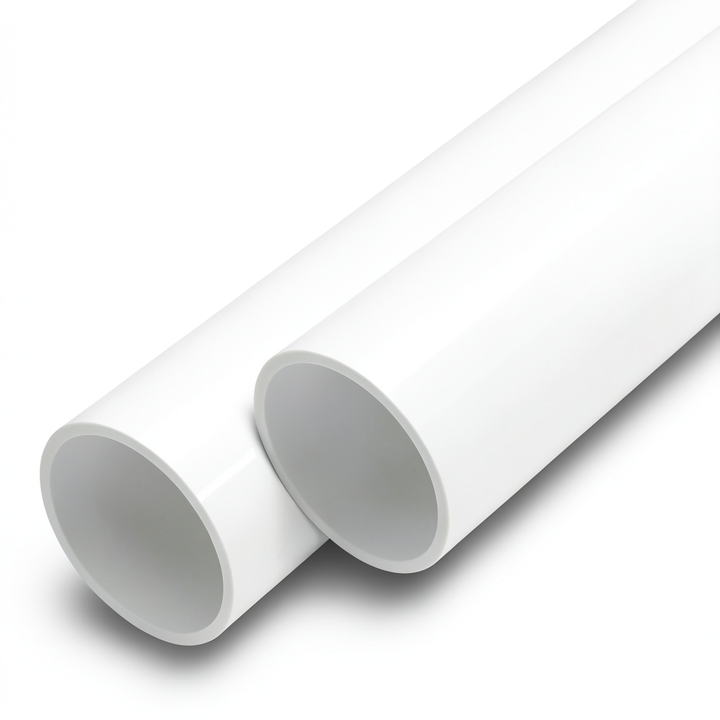 مواسير UPVC ضغط اسمي 15 بار مقاس 1/2 2 إنش سمك 4.8 مم لون أبيض