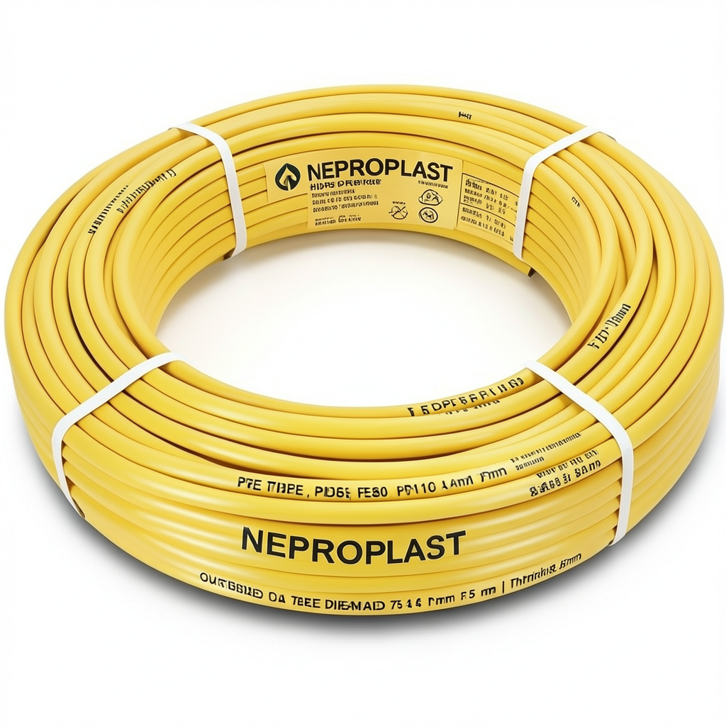 HDPE Pipes PE 80 Pressure 16 Bar Outside Diameter 75 mm Thickness 8.4 mm Yellow | NEPROPLAST