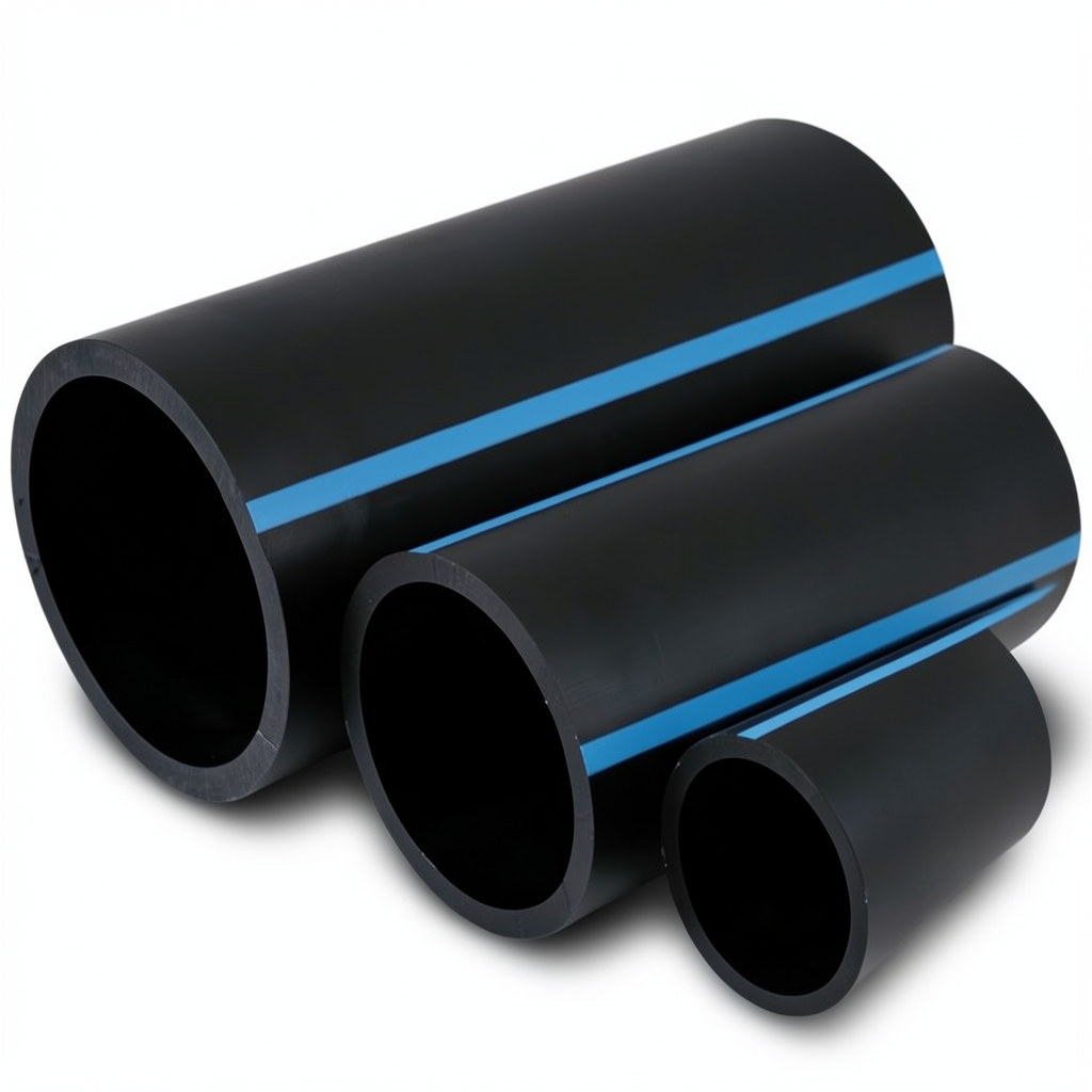 أنابيب HDPE الوطني لشبكات المياه ضغط 16 بار قطر خارجي 50 مم سمك 3.7 مم لون أسود