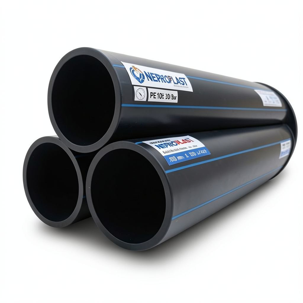 مواسير HDPE PE 100 ضغط اسمي 20 بار قطر خارجي 400 مم سمك 44.7 مم لون أسود | نيبروبلاست