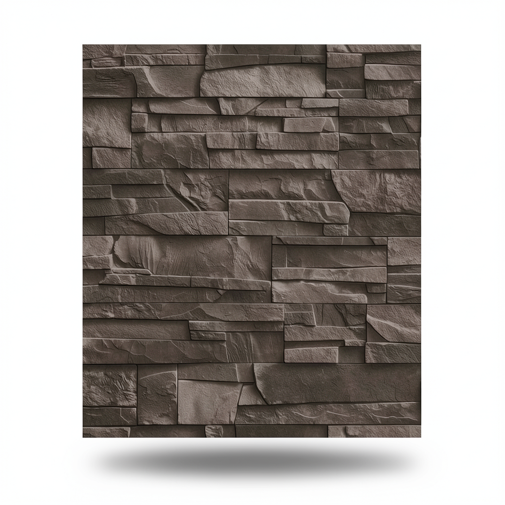Stone Wallpaper 10m x 0.53m Dark Brown, Model 475012