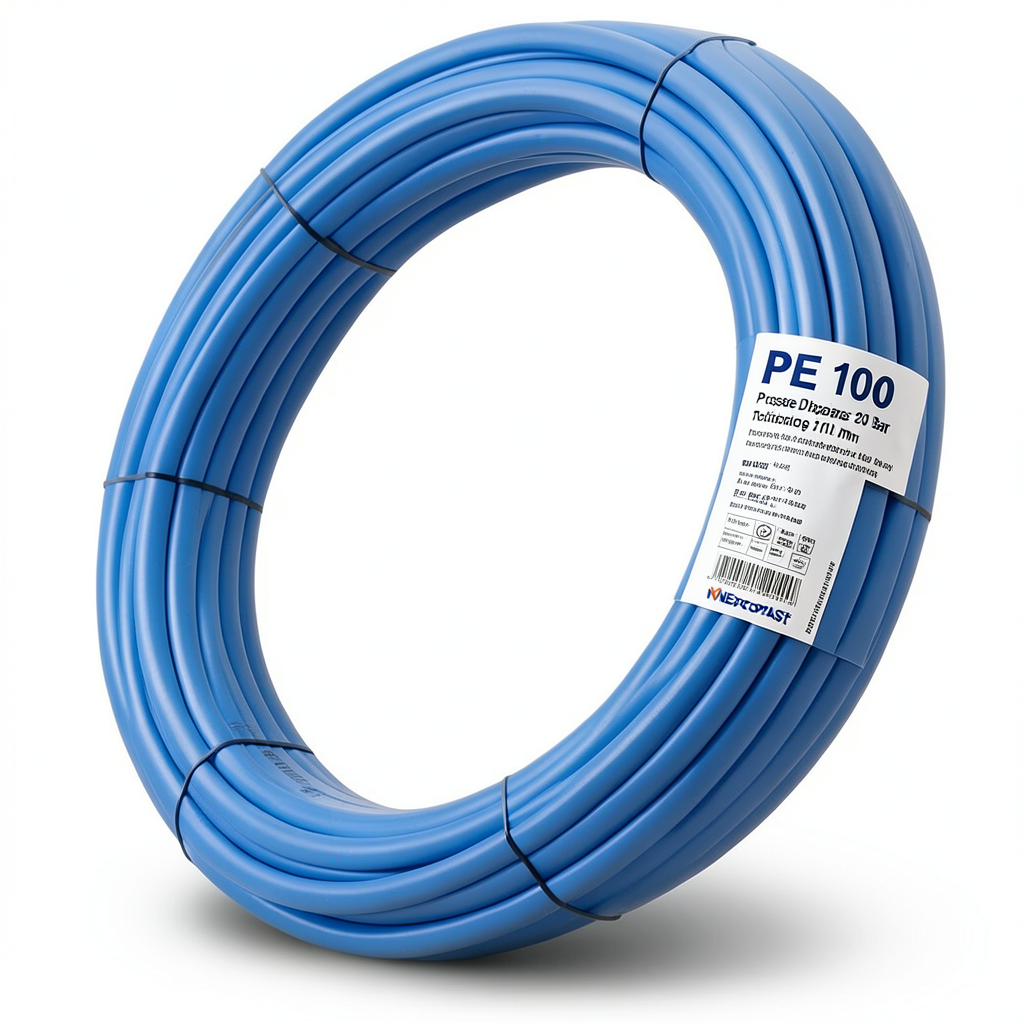 أنابيب HDPE PE 100 ضغط 20 بار قطر خارجي 90 مم سمك 10.1 مم لون أزرق | نيبروبلاست