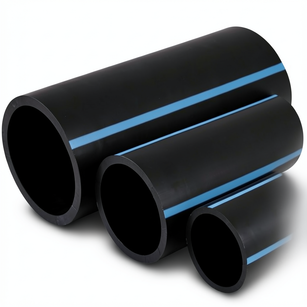 مواسير HDPE الوطني لشبكات المياه ضغط 25 بار قطر خارجي 110 مم سمك 10 مم لون اسود