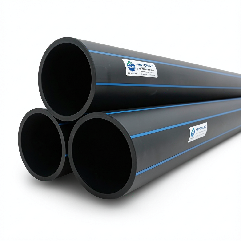 مواسير HDPE PE 100 ضغط 20 بار قطر خارجي 450 مم سمك 50.3 مم لون أسود | نيبروبلاست